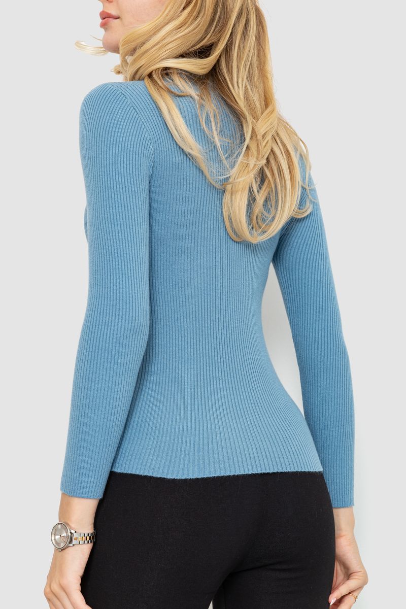 Стильный женский гольф в рубчик, цвет темно-голубой, 204R001 — изображение 4