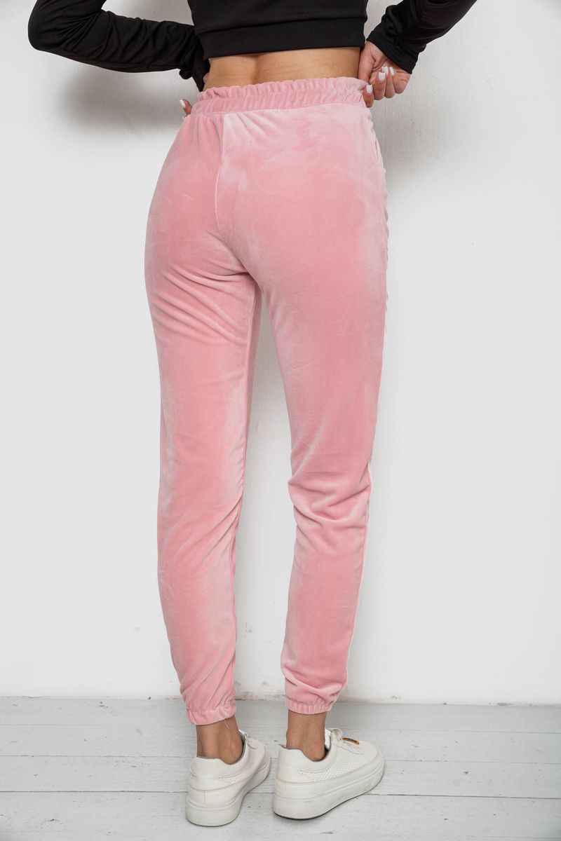 Штаны женские велюровые, цвет розовый, 238R58168 — изображение 4