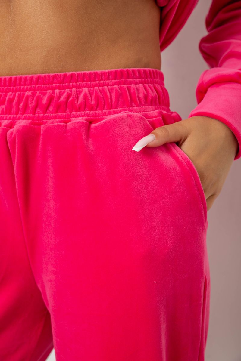 Спортивный костюм женский велюровый, цвет розовый, 241R1530-5 — изображение 6