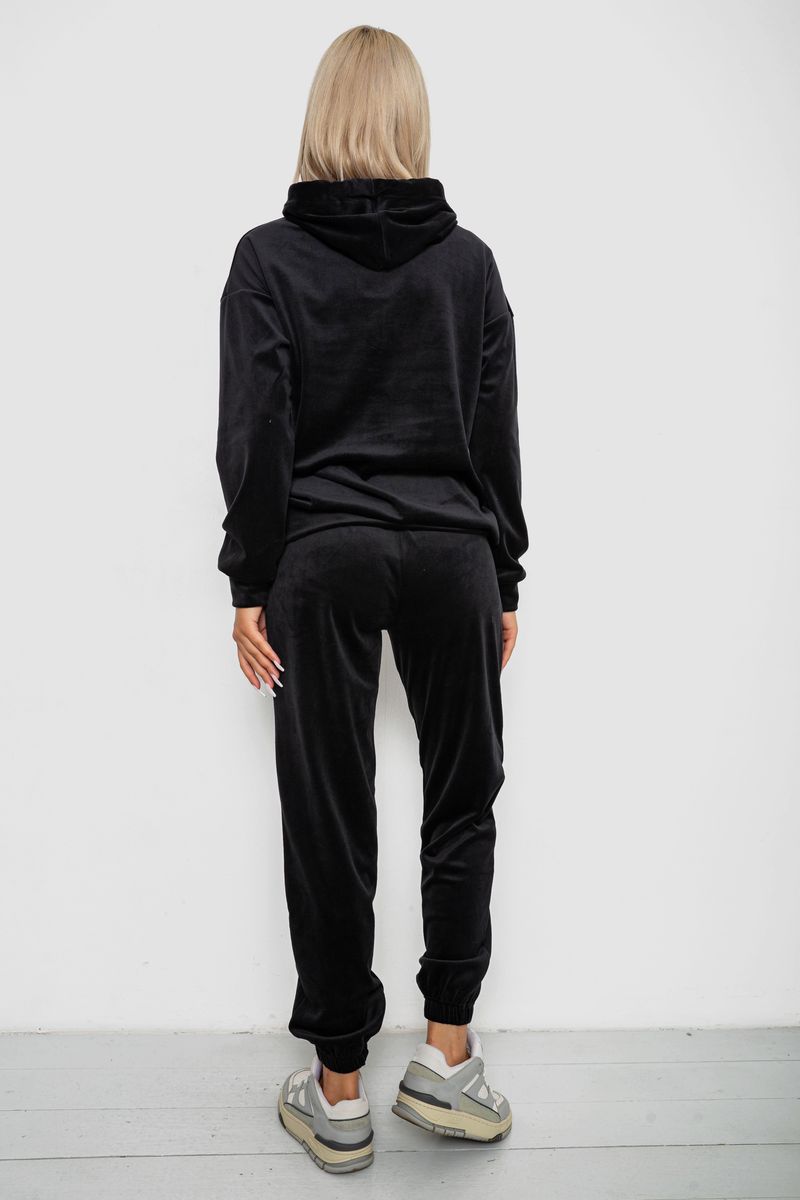 Спортивный костюм женский велюровый, цвет черный, 241R1530-5 — изображение 4