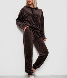 Спортивный костюм женский велюровый, цвет шоколадный, 241R1530-5