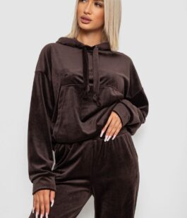 Спортивный костюм женский велюровый, цвет шоколадный, 241R1530-5