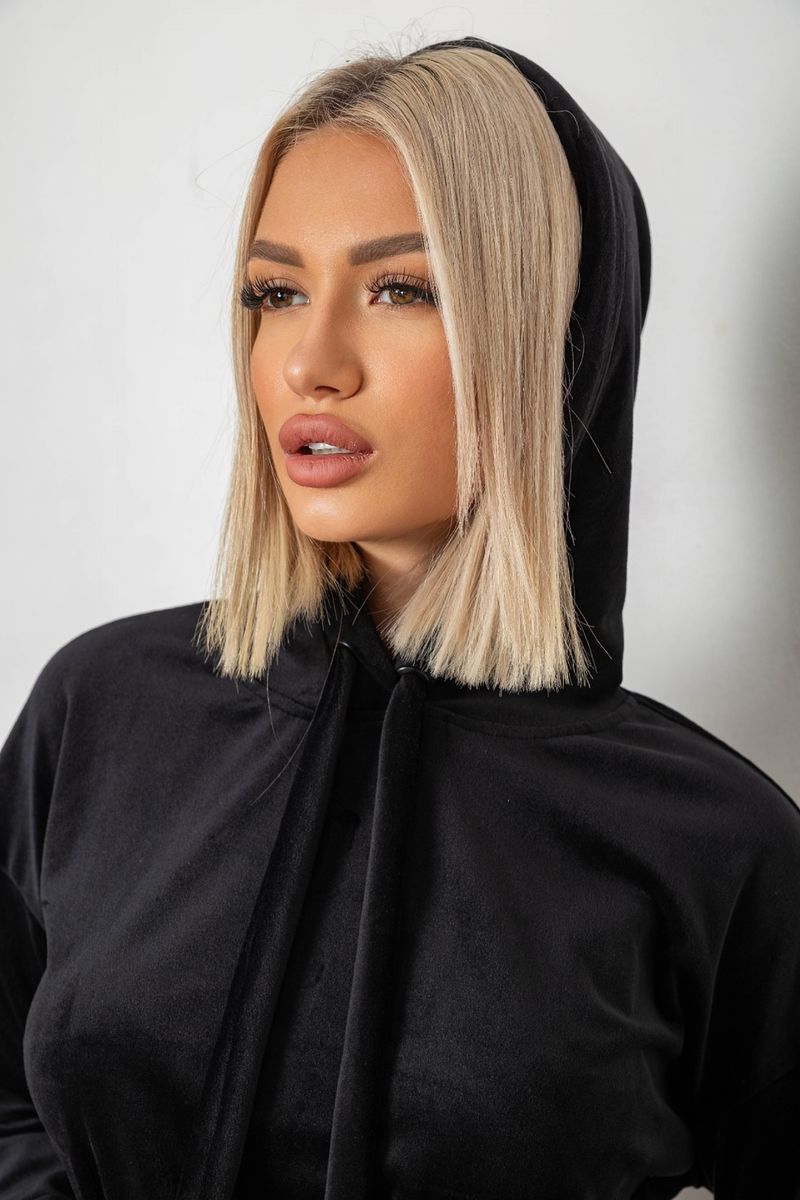 Спортивный костюм женский велюровый, цвет черный, 241R1530-5 — изображение 5