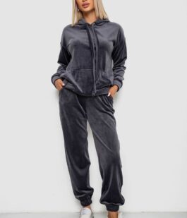 Спортивный костюм женский велюровый, цвет серый, 241R1530-5