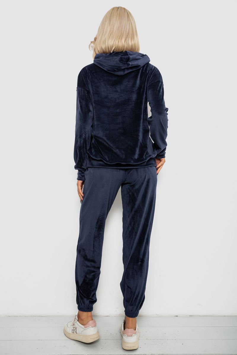 Спортивный костюм женский велюровый, цвет синий, 241R1530-5 — изображение 4