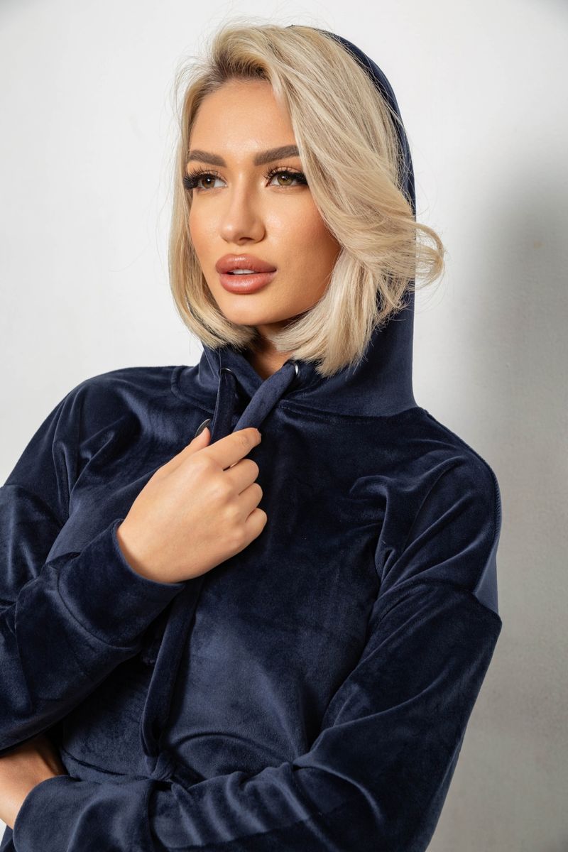 Спортивный костюм женский велюровый, цвет синий, 241R1530-5 — изображение 7