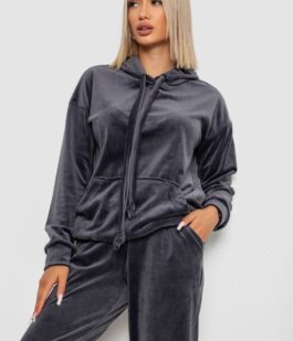 Спортивный костюм женский велюровый, цвет серый, 241R1530-5