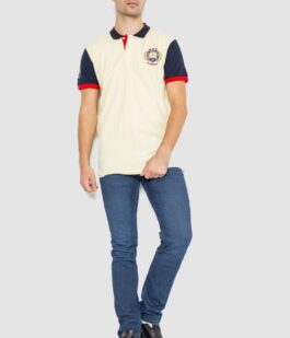 Поло мужское с принтом, цвет желтый, 247R317