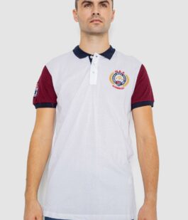 Поло мужское с принтом, цвет белый, 247R317