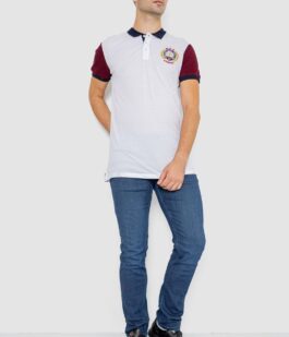 Поло мужское с принтом, цвет белый, 247R317