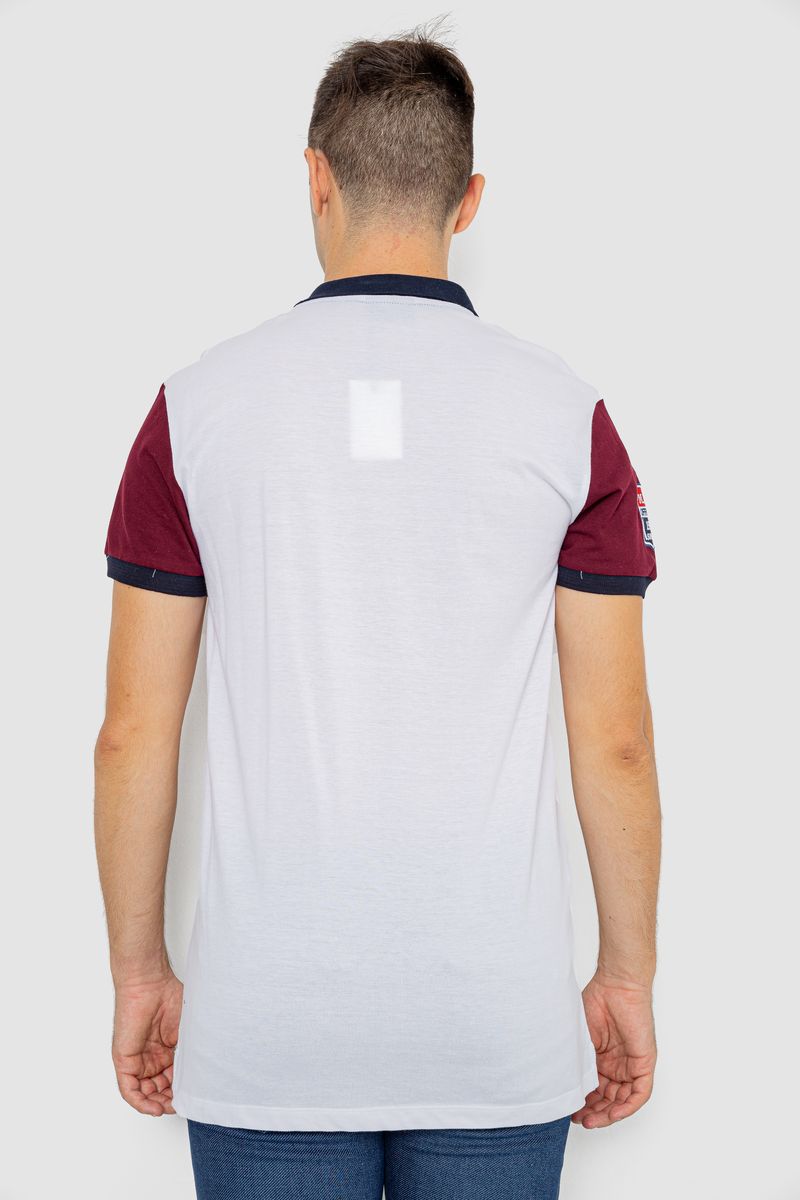 Поло мужское с принтом, цвет белый, 247R317 — изображение 4