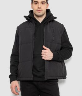 Жилет мужской однотонный утепленный, цвет черный, 244RF2-2