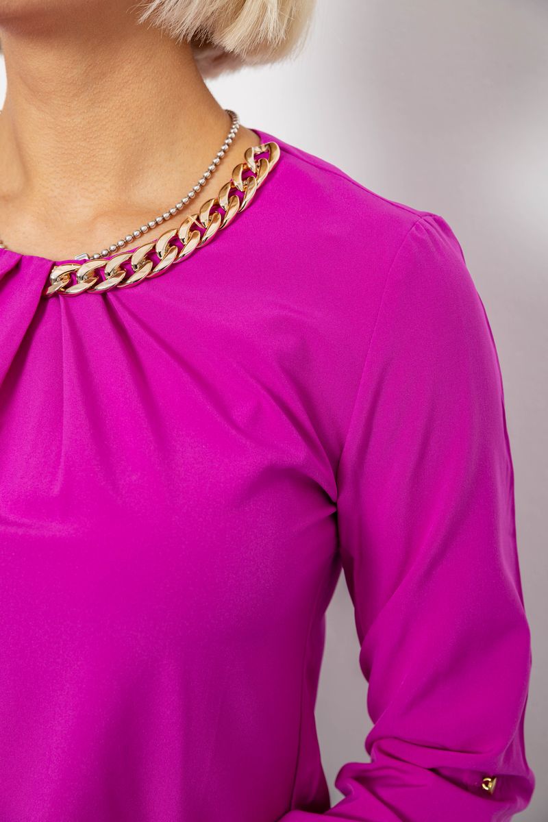 Блуза однотонная, цвет фуксия, 230R306 — изображение 5
