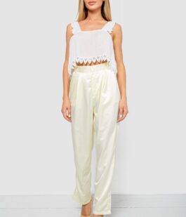 Брюки женские летние нарядные, цвет светло-желтый, 244R351
