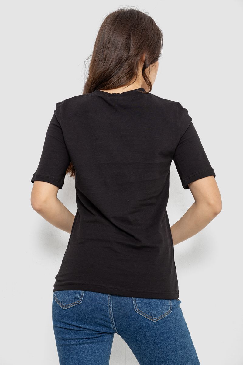 Футболка женская с принтом, цвет черный, 241R1835 — изображение 4