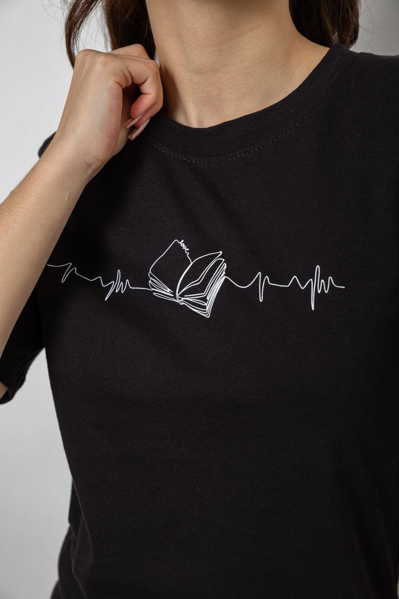 Футболка женская с принтом, цвет черный, 241R1835 — изображение 5