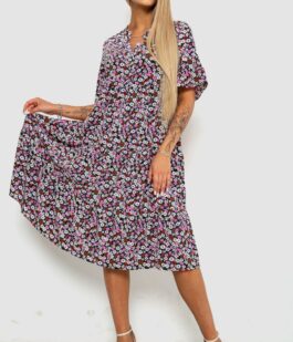 Платье с цветочным принтом, цвет черно-розовый, 102R5251-1