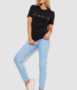 Футболка женская с принтом, цвет черный, 238R57379