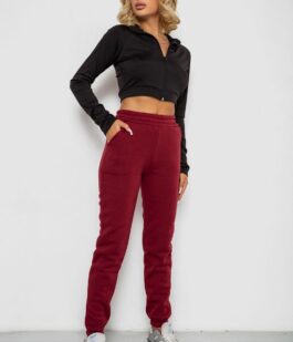 Спортивные штаны женские на флисе, цвет бордовый, 238R58600