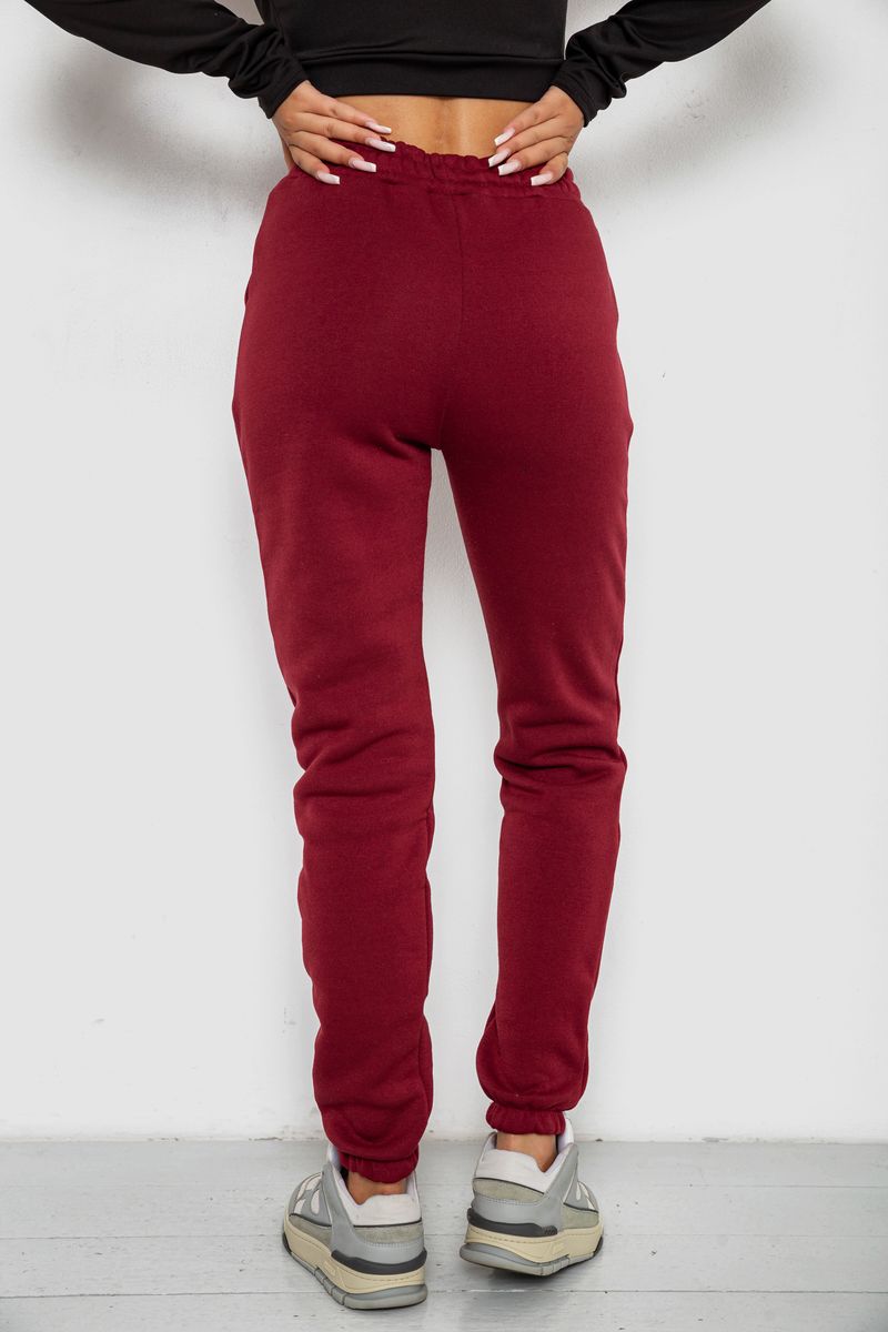 Спортивные штаны женские на флисе, цвет бордовый, 238R58600 — изображение 4