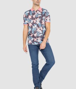 Поло мужское с принтом, цвет серо-розовый, 247R315