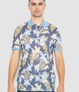 Поло мужское с принтом, цвет серо-голубой, 247R315