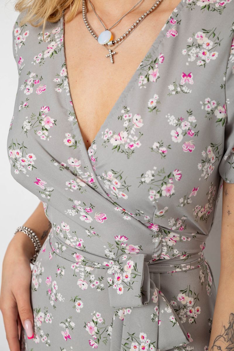 Сарафан с цветочным принтом, цвет серый, 241R161 — изображение 5