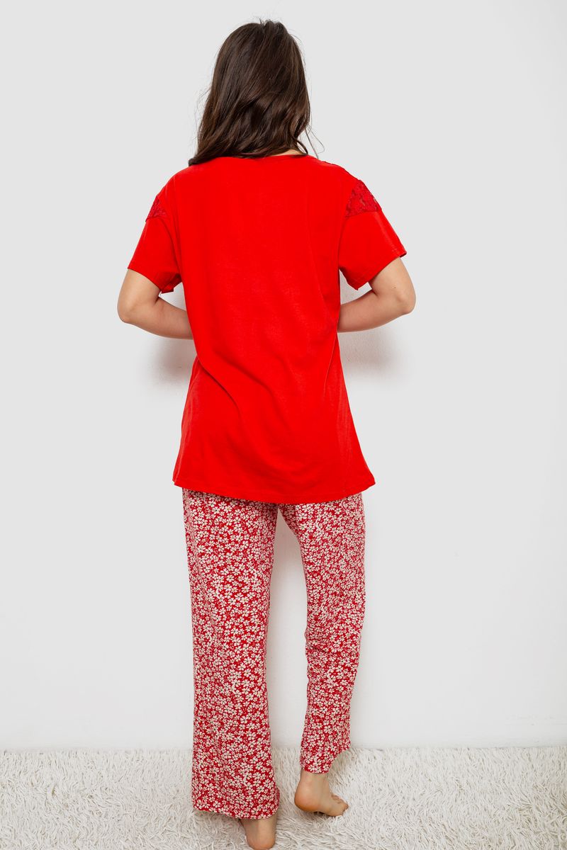 Пижама женская с принтом, цвет красный, 243R1600-011 — изображение 4