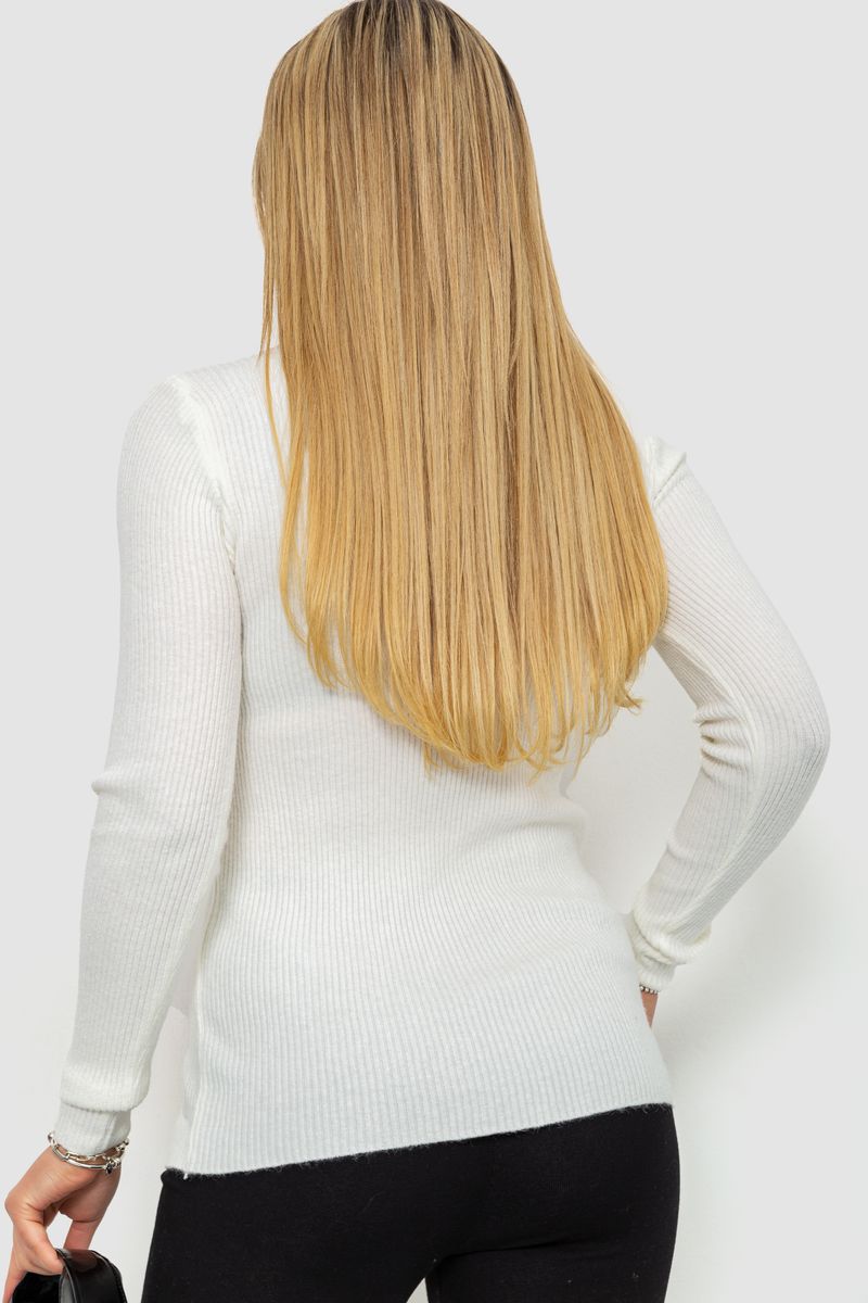 Кофта женская однотонная базовая, цвет молочный, 244R2032 — изображение 4