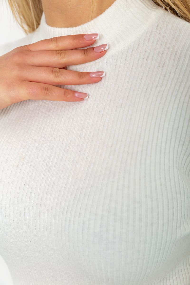 Кофта женская однотонная базовая, цвет молочный, 244R2032 — изображение 5