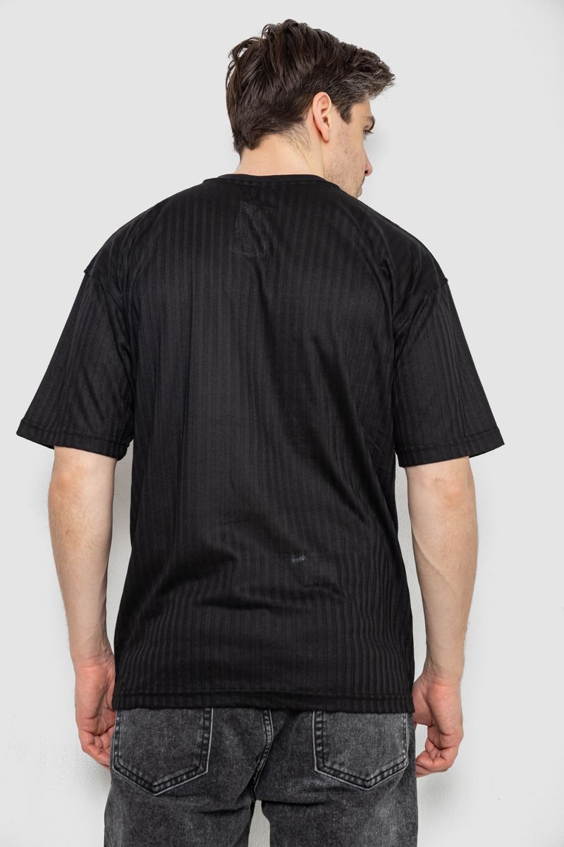 Футболка мужская однотонная, цвет черный, 247R3140 — изображение 4