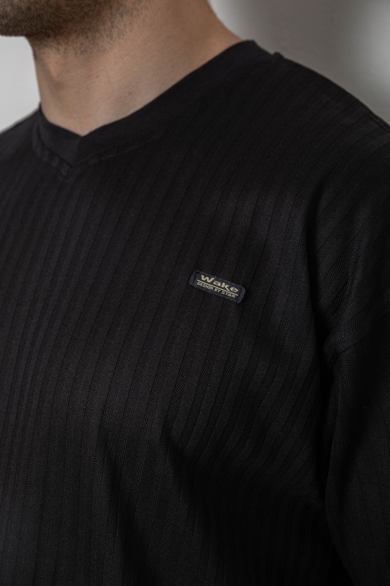 Футболка мужская однотонная, цвет черный, 247R3140 — изображение 5