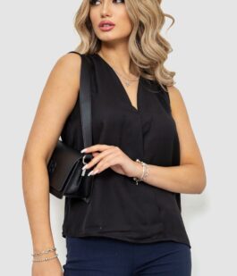 Блуза без рукавов шифон, цвет черный, 244R061