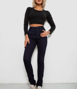 Джинсы женские однотонные на флисе, цвет темно-синий, 244RS021