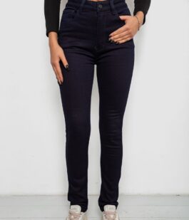 Джинсы женские однотонные на флисе, цвет темно-синий, 244RS021