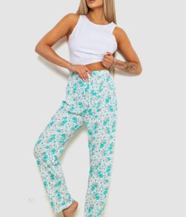 Штаны женские домашние, цвет молочно-бирюзовый, 238R57854