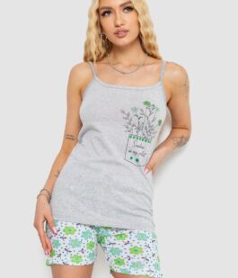 Пижама женская с принтом, цвет серый, 238R3052