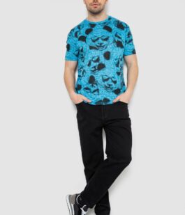 Футболка мужская с принтом, цвет голубой, 244R6029