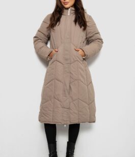 Куртка женская двусторонняя зимняя, цвет темно-бежевый, 244R24115