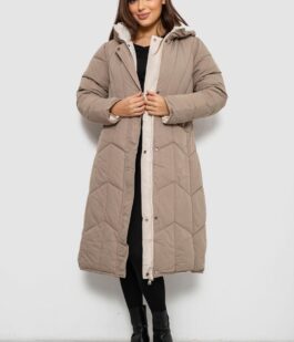 Куртка женская двусторонняя зимняя, цвет темно-бежевый, 244R24115