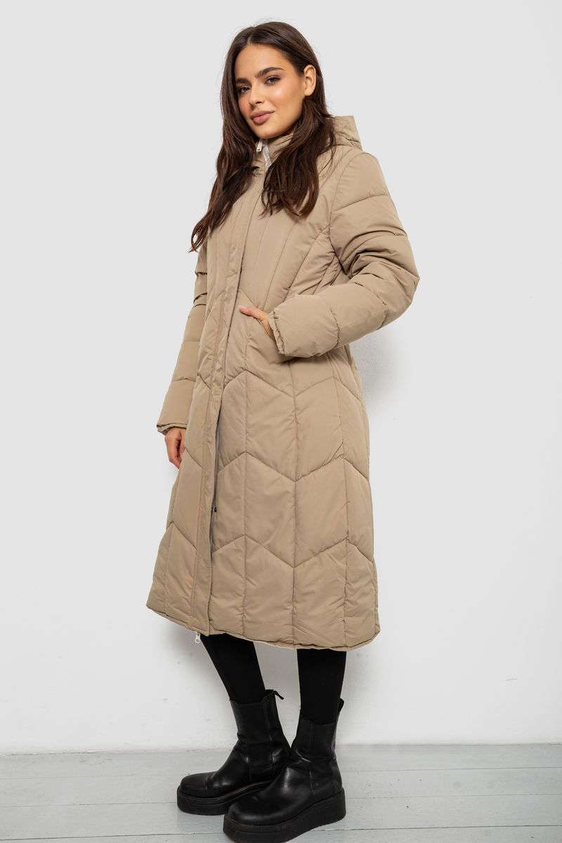 Куртка женская двусторонняя зимняя, цвет бежевый, 244R24115 — изображение 4