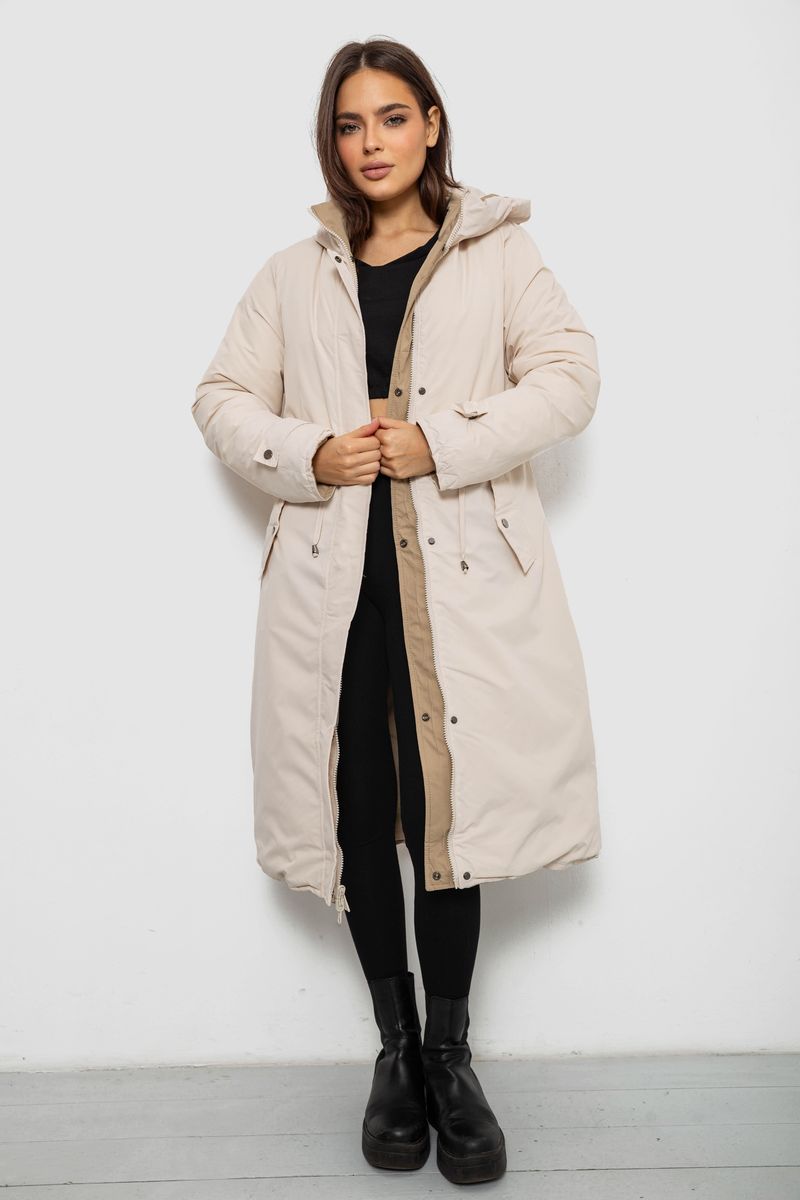 Куртка женская двусторонняя зимняя, цвет бежевый, 244R24115 — изображение 7
