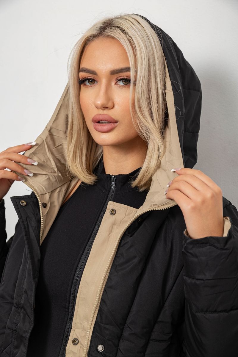 Куртка женская двусторонняя зимняя, цвет черный, 244R24115 — изображение 4