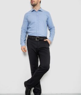 Рубашка мужская однотонная с принтом, цвет голубой, 186R6918-3