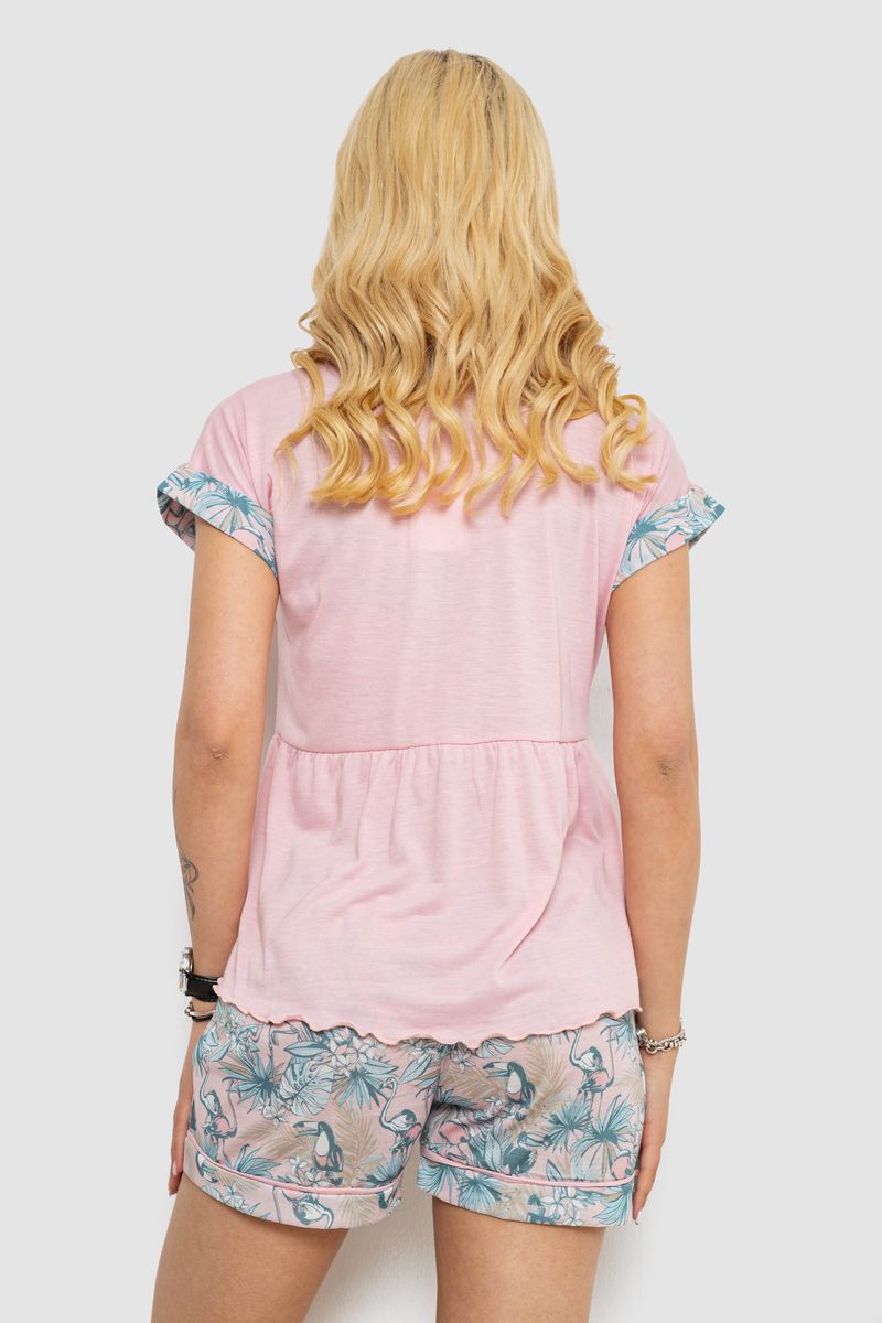 Пижама женская с принтом, цвет розовый, 243R6012-P2 — изображение 4