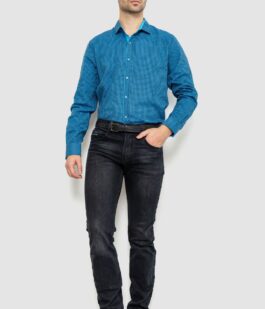 Рубашка мужская в клеку байковая, цвет сине-голубой, 214R99-33-022