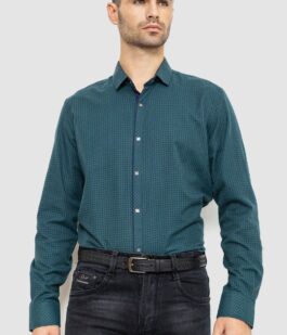 Рубашка мужская в клеку байковая, цвет зелено-синий, 214R99-33-022