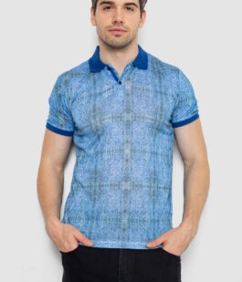 Поло мужское с принтом, цвет синий, 247R318