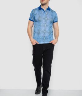 Поло мужское с принтом, цвет синий, 247R318