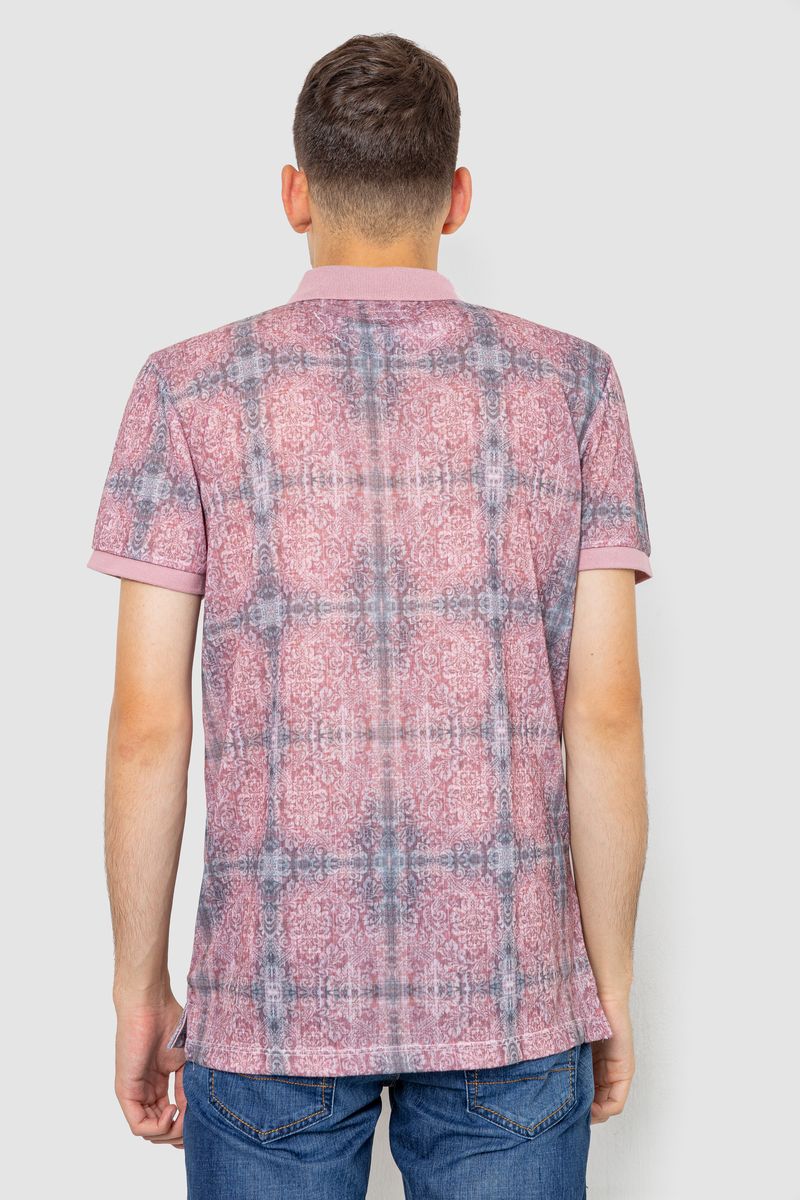 Поло мужское с принтом, цвет пудрово-серый, 247R318 — изображение 4